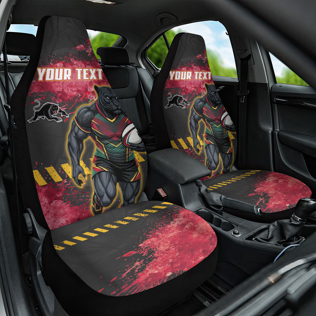 Personalised Penrith Panthers Rugby Car Seat Cover Black Panther Mascot - Sporty Splash Art Style