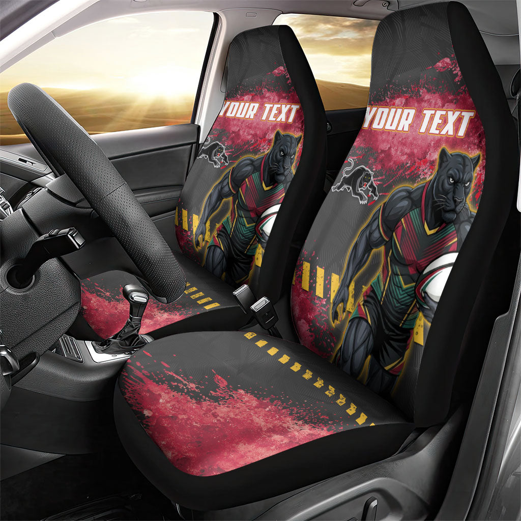 Personalised Penrith Panthers Rugby Car Seat Cover Black Panther Mascot - Sporty Splash Art Style
