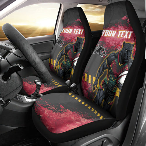 Personalised Penrith Panthers Rugby Car Seat Cover Black Panther Mascot - Sporty Splash Art Style