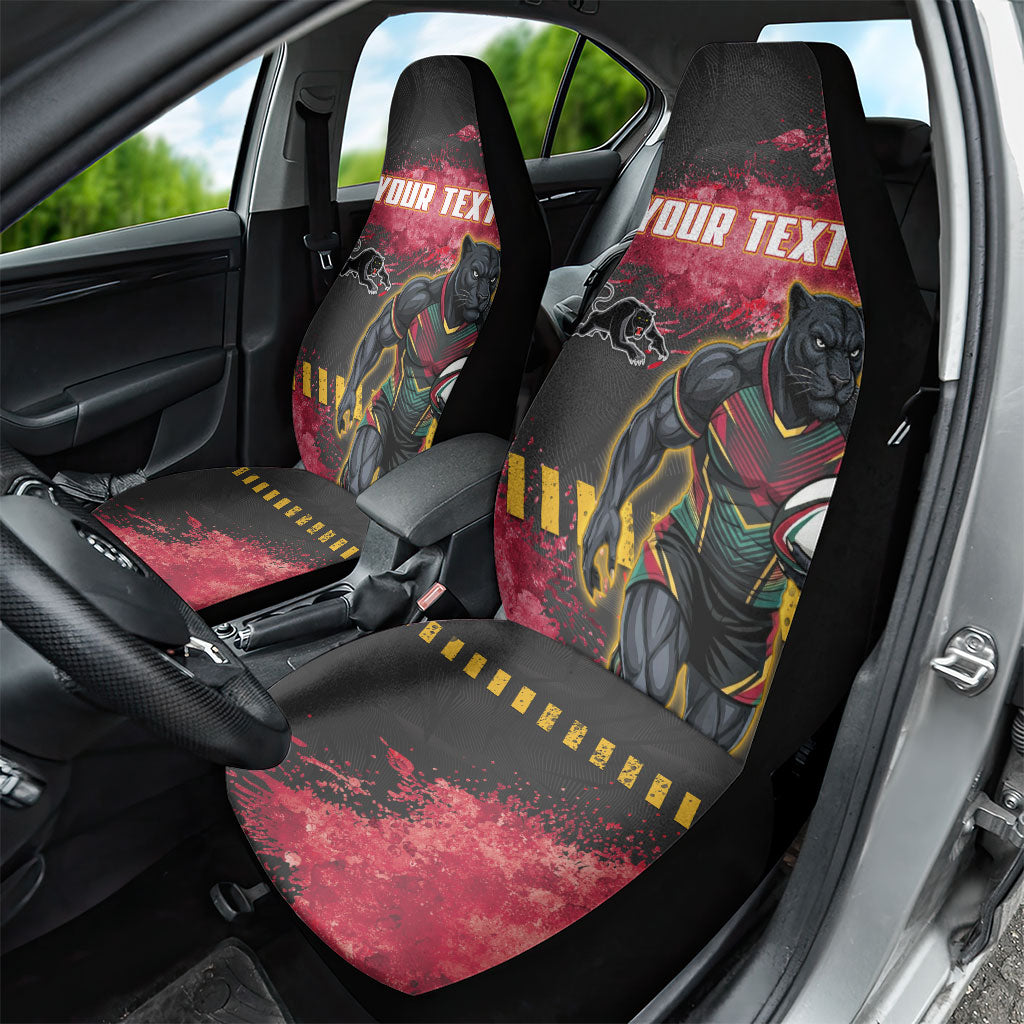 Personalised Penrith Panthers Rugby Car Seat Cover Black Panther Mascot - Sporty Splash Art Style