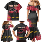 Personalised Penrith Panthers Rugby Family Matching Mermaid Dress and Hawaiian Shirt Black Panther Mascot - Sporty Splash Art Style