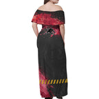 Personalised Penrith Panthers Rugby Family Matching Off Shoulder Maxi Dress and Hawaiian Shirt Black Panther Mascot - Sporty Splash Art Style