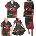 Personalised Penrith Panthers Rugby Family Matching Puletasi and Hawaiian Shirt Black Panther Mascot - Sporty Splash Art Style