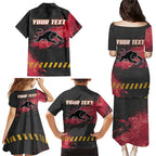 Personalised Penrith Panthers Rugby Family Matching Puletasi and Hawaiian Shirt Black Panther Mascot - Sporty Splash Art Style