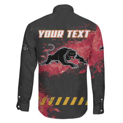 Personalised Penrith Panthers Rugby Family Matching Puletasi and Hawaiian Shirt Black Panther Mascot - Sporty Splash Art Style