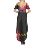 Personalised Penrith Panthers Rugby Family Matching Summer Maxi Dress and Hawaiian Shirt Black Panther Mascot - Sporty Splash Art Style