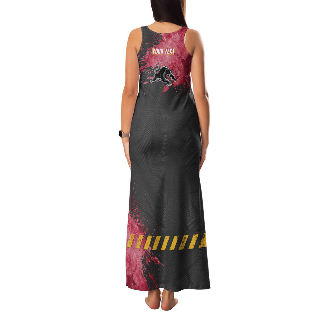 Personalised Penrith Panthers Rugby Family Matching Tank Maxi Dress and Hawaiian Shirt Black Panther Mascot - Sporty Splash Art Style