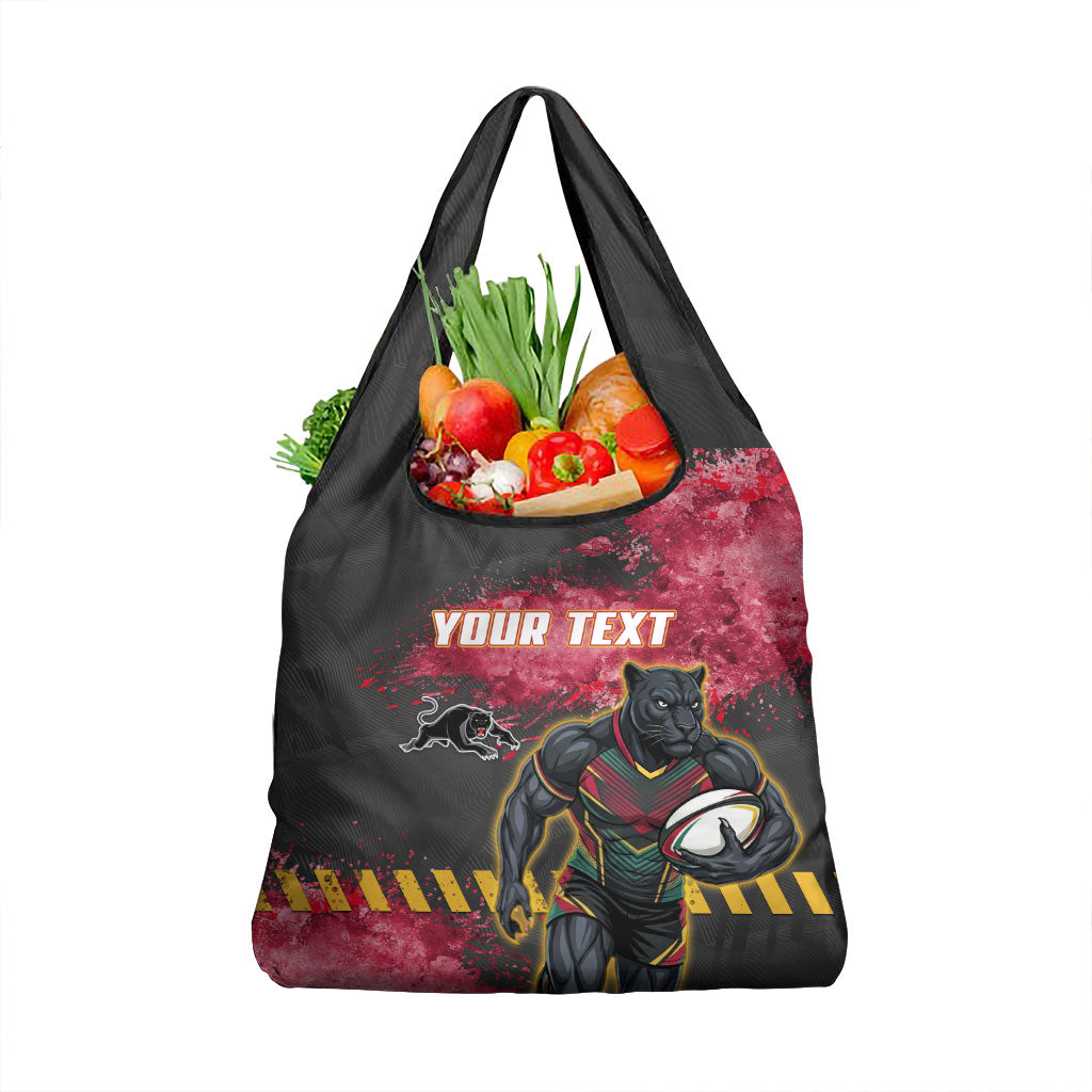 Personalised Penrith Panthers Rugby Grocery Bag Black Panther Mascot - Sporty Splash Art Style