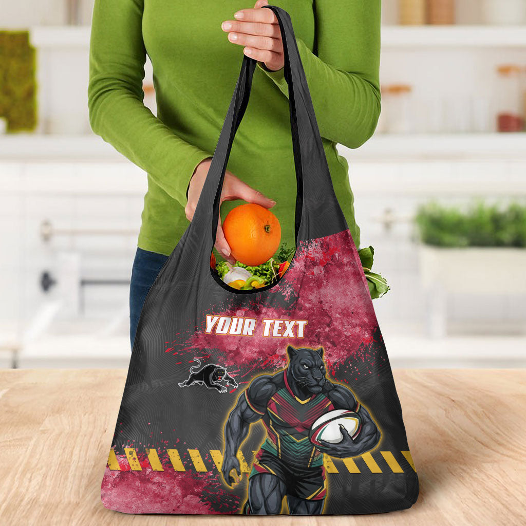 Personalised Penrith Panthers Rugby Grocery Bag Black Panther Mascot - Sporty Splash Art Style