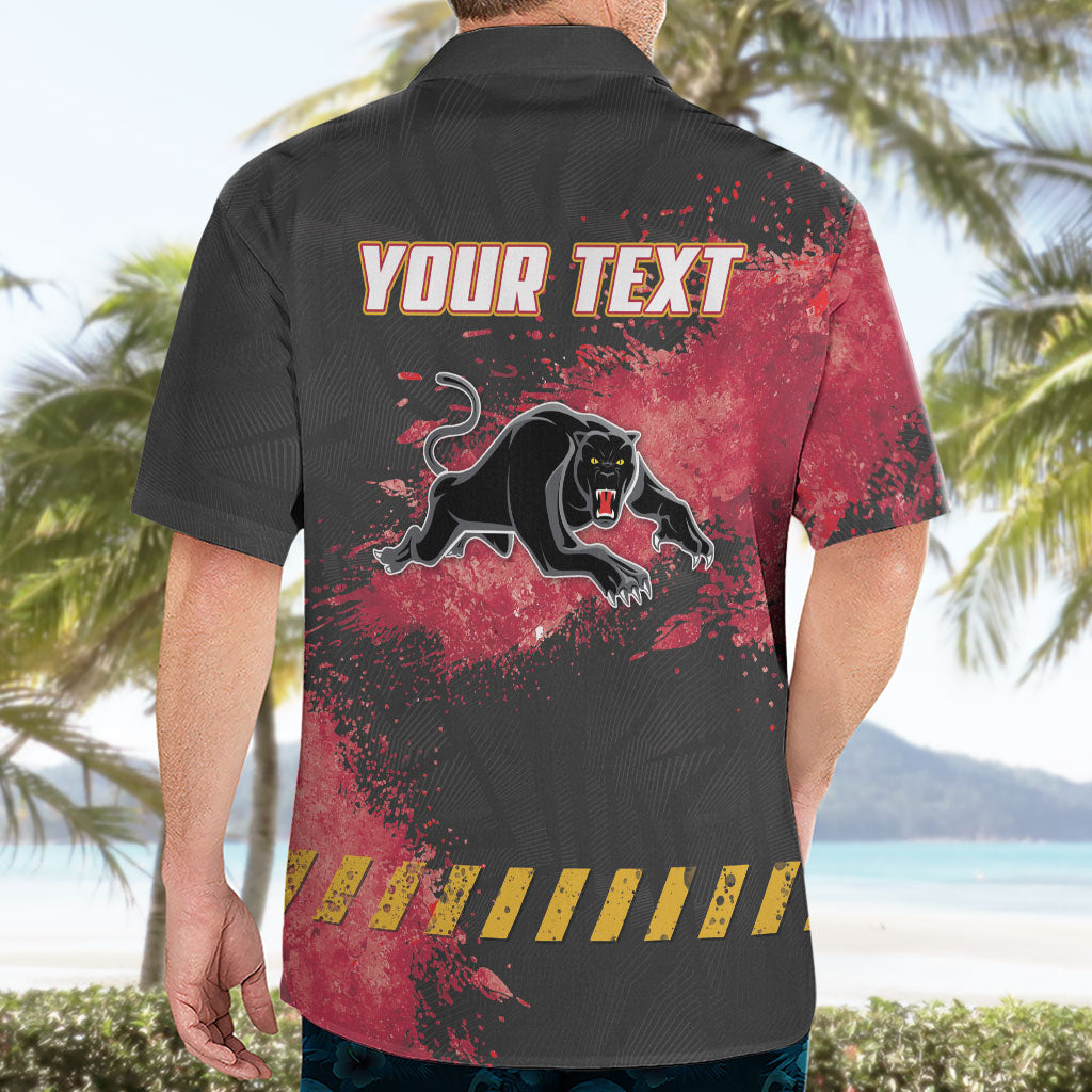 Personalised Penrith Panthers Rugby Hawaiian Shirt Black Panther Mascot - Sporty Splash Art Style