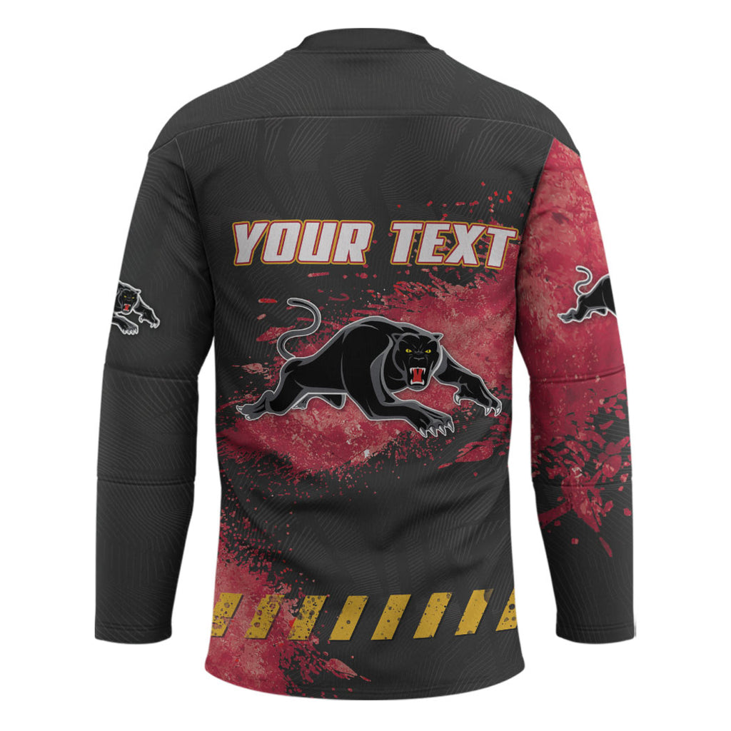 Personalised Penrith Panthers Rugby Hockey Jersey Black Panther Mascot - Sporty Splash Art Style