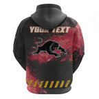 Personalised Penrith Panthers Rugby Hoodie Black Panther Mascot - Sporty Splash Art Style