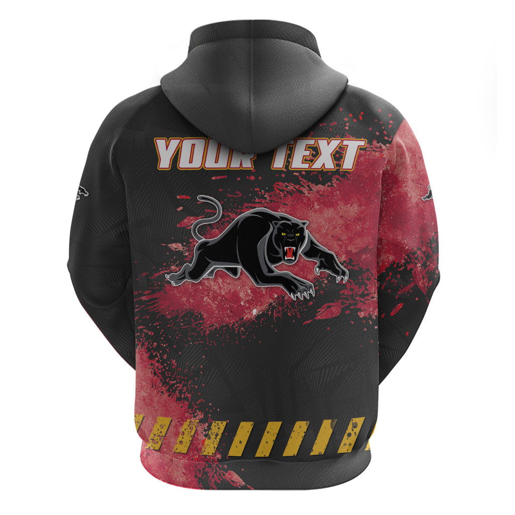 Personalised Penrith Panthers Rugby Hoodie Black Panther Mascot - Sporty Splash Art Style