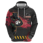 Personalised Penrith Panthers Rugby Hoodie Black Panther Mascot - Sporty Splash Art Style