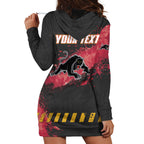 Personalised Penrith Panthers Rugby Hoodie Dress Black Panther Mascot - Sporty Splash Art Style