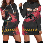 Personalised Penrith Panthers Rugby Hoodie Dress Black Panther Mascot - Sporty Splash Art Style