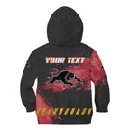 Personalised Penrith Panthers Rugby Kid Hoodie Black Panther Mascot - Sporty Splash Art Style