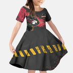 Personalised Penrith Panthers Rugby Kid Short Sleeve Dress Black Panther Mascot - Sporty Splash Art Style