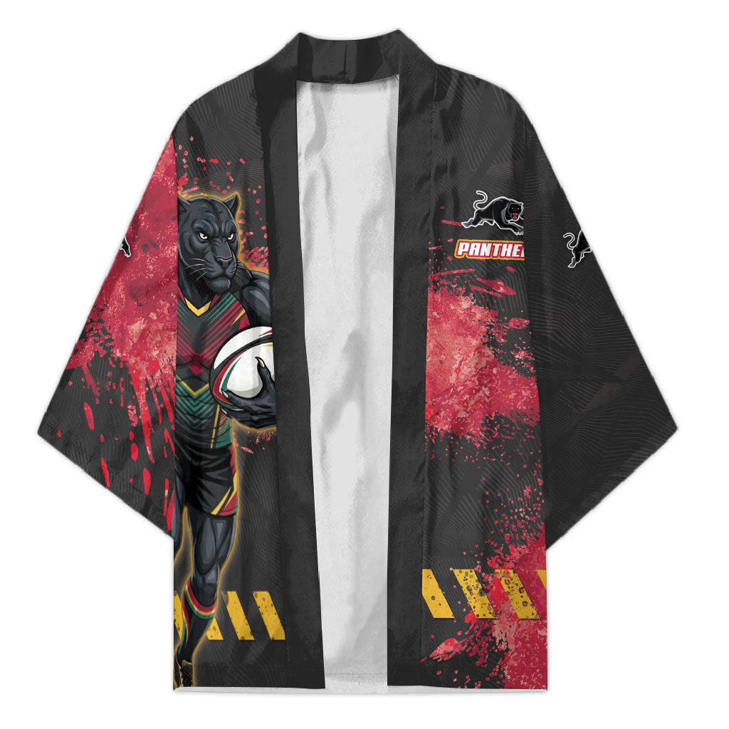Personalised Penrith Panthers Rugby Kimono Black Panther Mascot - Sporty Splash Art Style