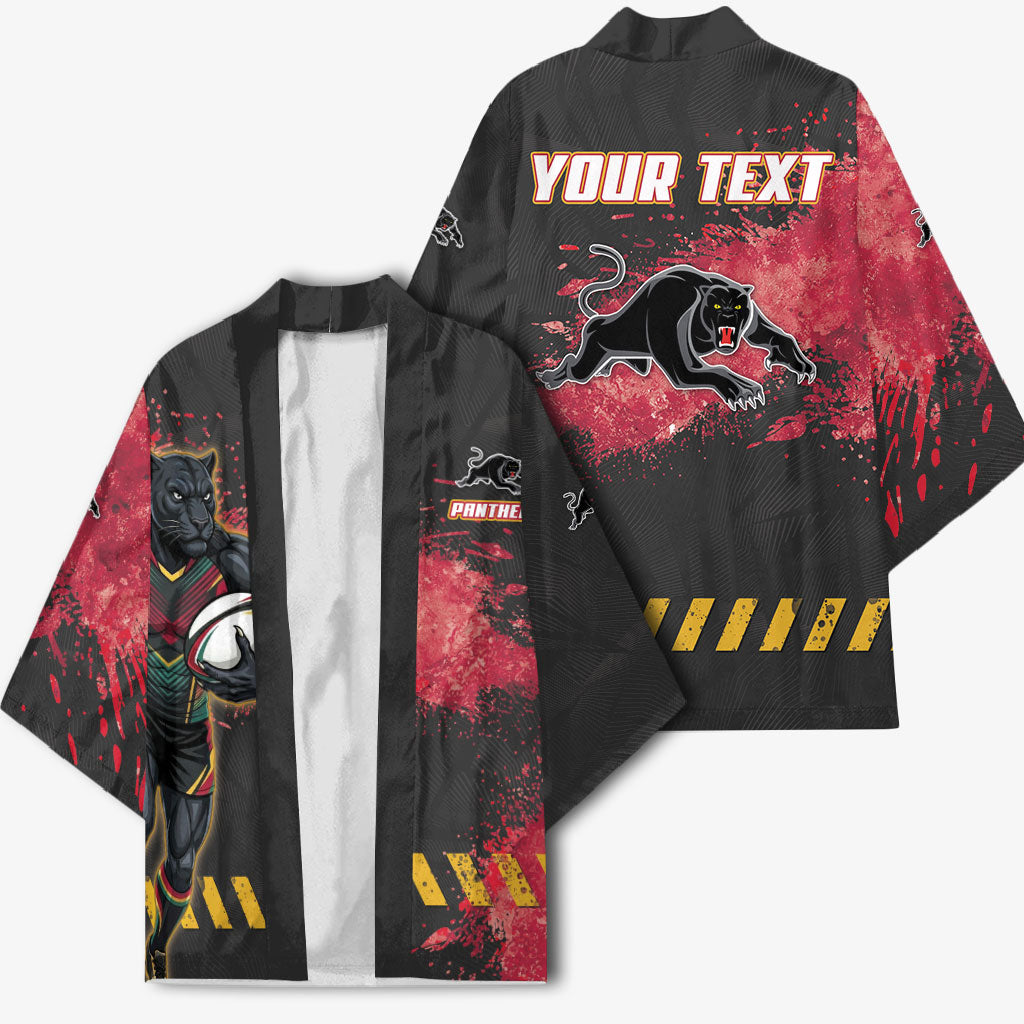 Personalised Penrith Panthers Rugby Kimono Black Panther Mascot - Sporty Splash Art Style