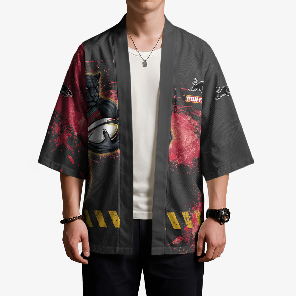Personalised Penrith Panthers Rugby Kimono Black Panther Mascot - Sporty Splash Art Style