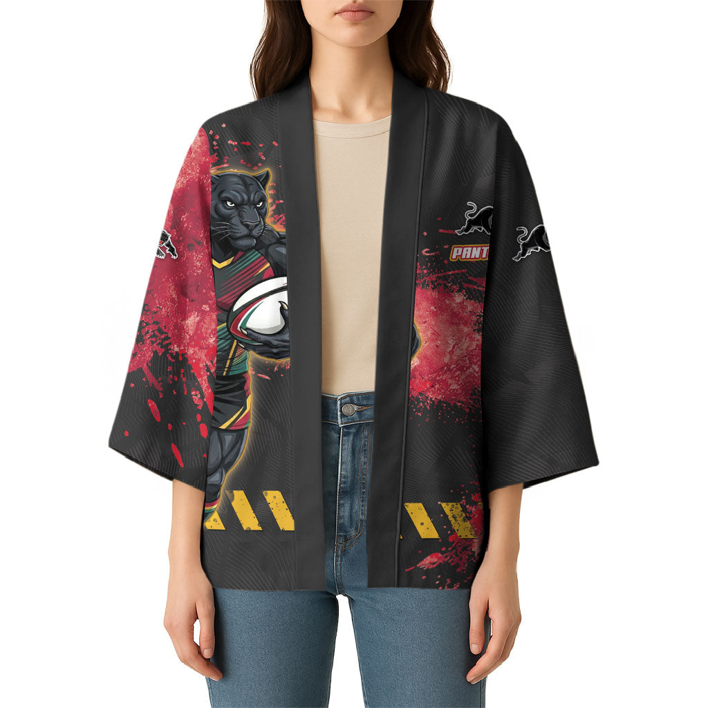 Personalised Penrith Panthers Rugby Kimono Black Panther Mascot - Sporty Splash Art Style