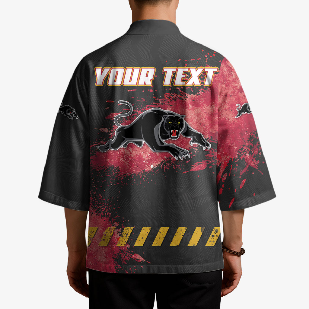 Personalised Penrith Panthers Rugby Kimono Black Panther Mascot - Sporty Splash Art Style