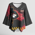 Personalised Penrith Panthers Rugby Kimono Sleeve Blouse Black Panther Mascot - Sporty Splash Art Style