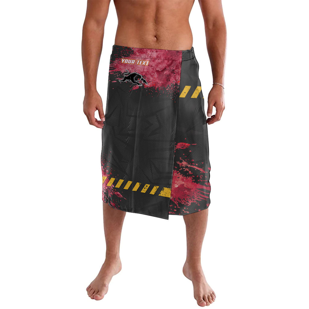 Personalised Penrith Panthers Rugby Lavalava Black Panther Mascot - Sporty Splash Art Style