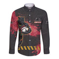 Personalised Penrith Panthers Rugby Long Sleeve Button Shirt Black Panther Mascot - Sporty Splash Art Style