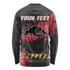 Personalised Penrith Panthers Rugby Long Sleeve Shirt Black Panther Mascot - Sporty Splash Art Style
