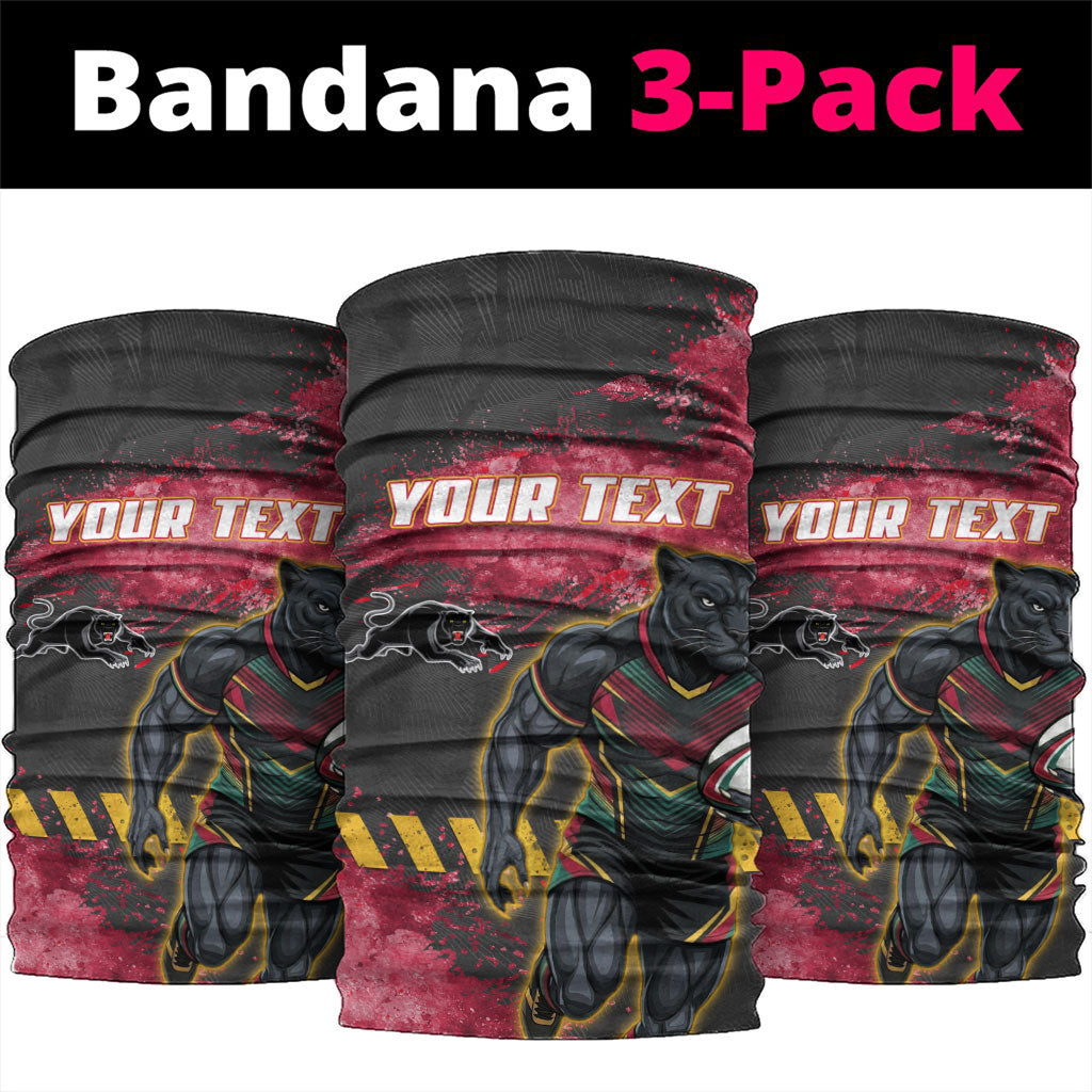 Personalised Penrith Panthers Rugby Neck Gaiter Black Panther Mascot - Sporty Splash Art Style