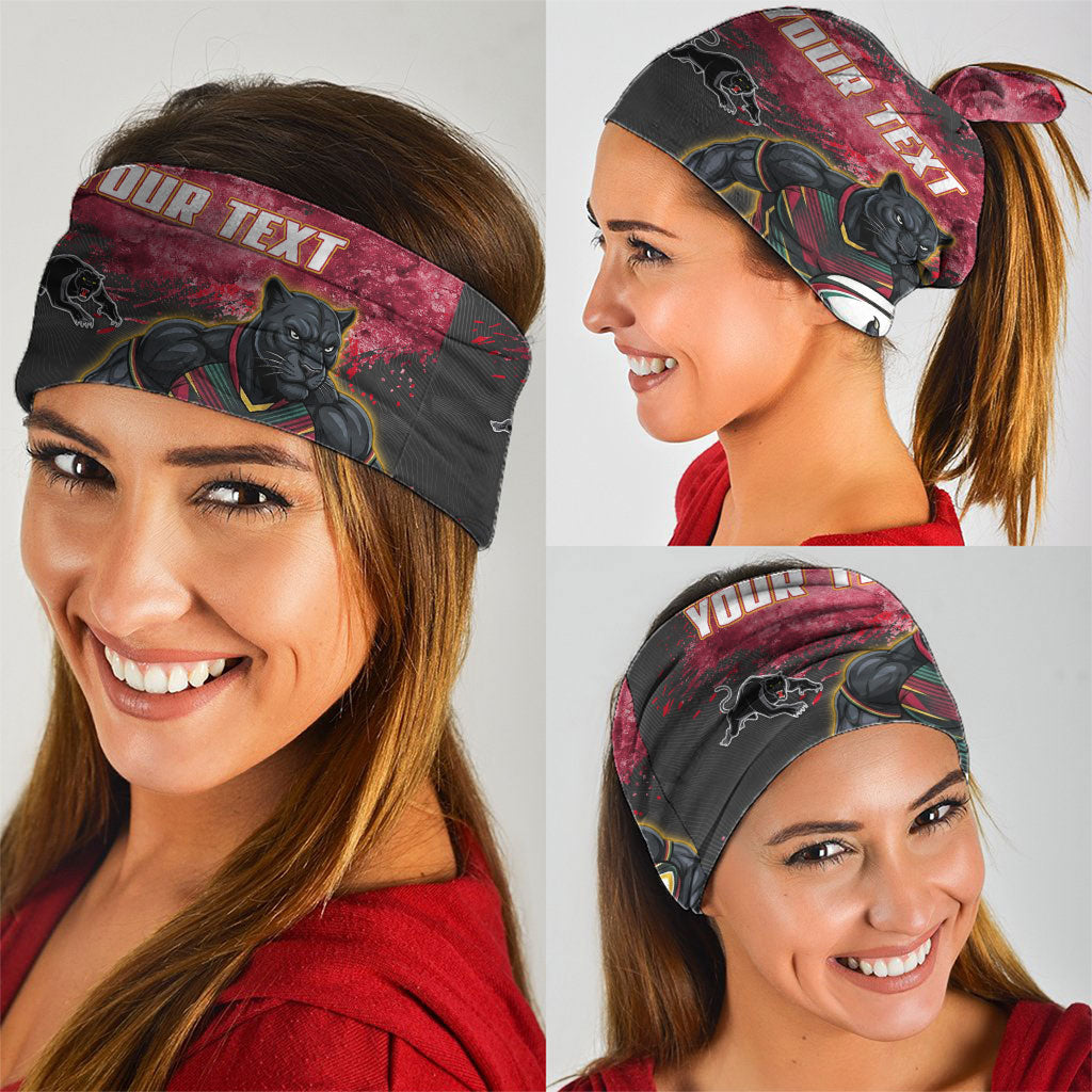Personalised Penrith Panthers Rugby Neck Gaiter Black Panther Mascot - Sporty Splash Art Style