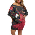 Personalised Penrith Panthers Rugby Off Shoulder Short Dress Black Panther Mascot - Sporty Splash Art Style