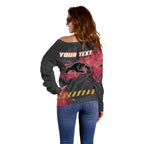Personalised Penrith Panthers Rugby Off Shoulder Sweater Black Panther Mascot - Sporty Splash Art Style
