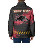 Personalised Penrith Panthers Rugby Padded Jacket Black Panther Mascot - Sporty Splash Art Style