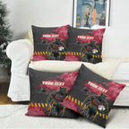 Personalised Penrith Panthers Rugby Pillow Cover Black Panther Mascot - Sporty Splash Art Style