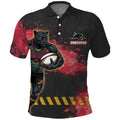 Personalised Penrith Panthers Rugby Polo Shirt Black Panther Mascot - Sporty Splash Art Style