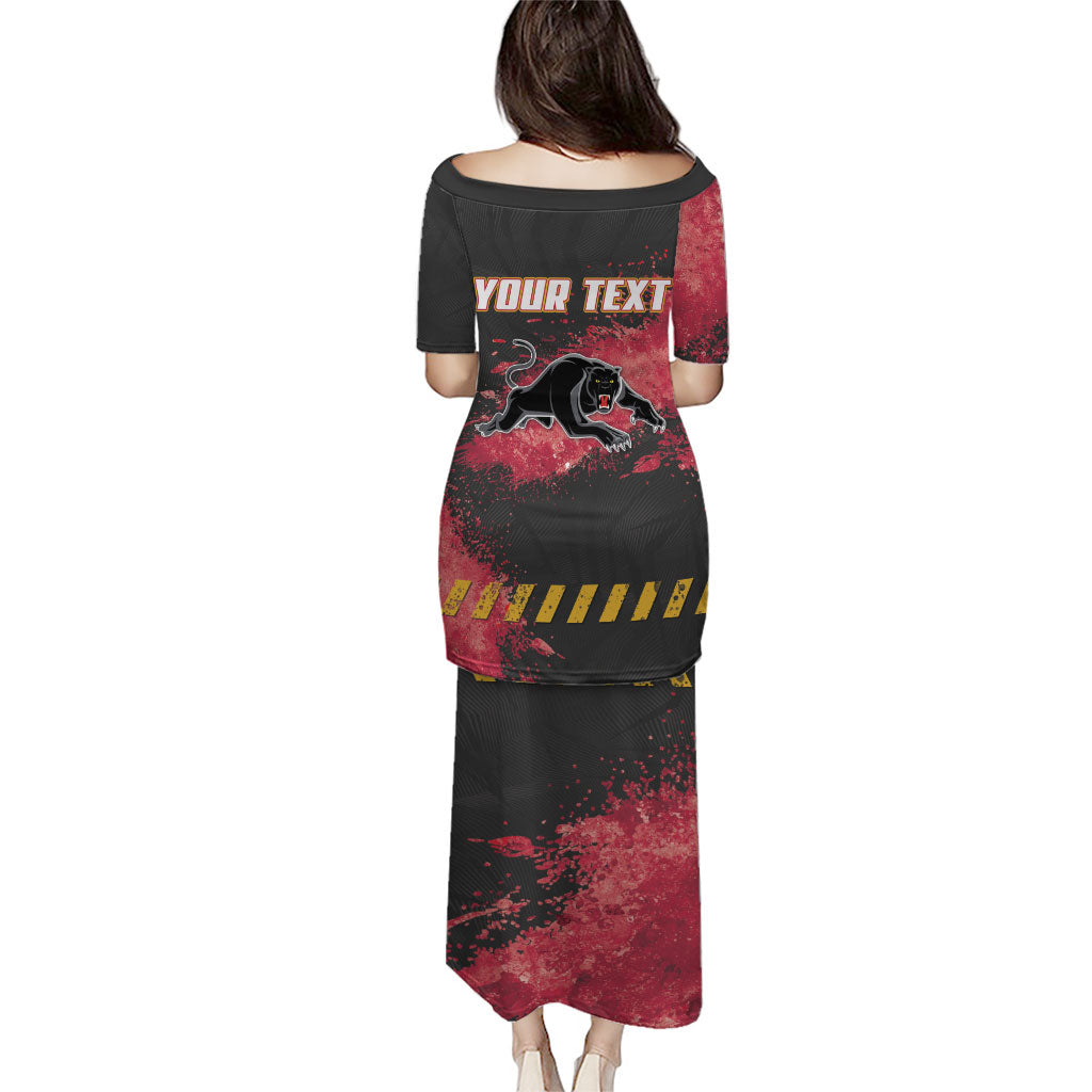 Personalised Penrith Panthers Rugby Puletasi Black Panther Mascot - Sporty Splash Art Style
