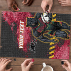 Personalised Penrith Panthers Rugby Puzzle Black Panther Mascot - Sporty Splash Art Style