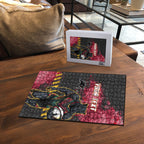 Personalised Penrith Panthers Rugby Puzzle Black Panther Mascot - Sporty Splash Art Style