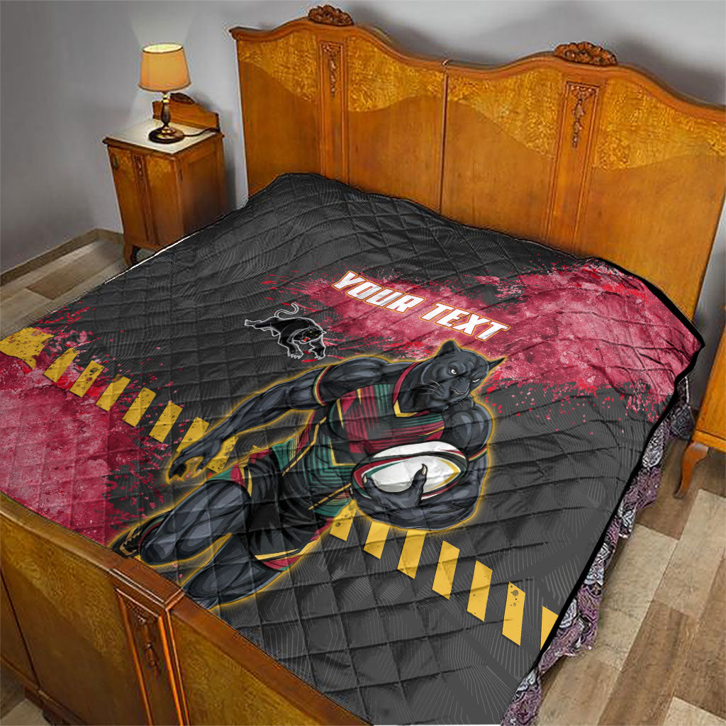 Personalised Penrith Panthers Rugby Quilt Black Panther Mascot - Sporty Splash Art Style