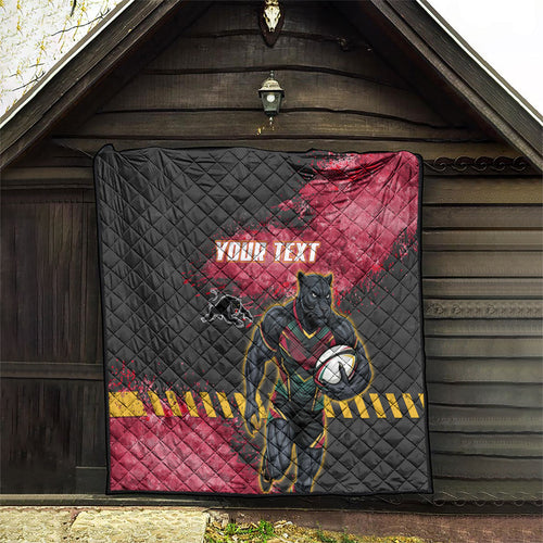 Personalised Penrith Panthers Rugby Quilt Black Panther Mascot - Sporty Splash Art Style