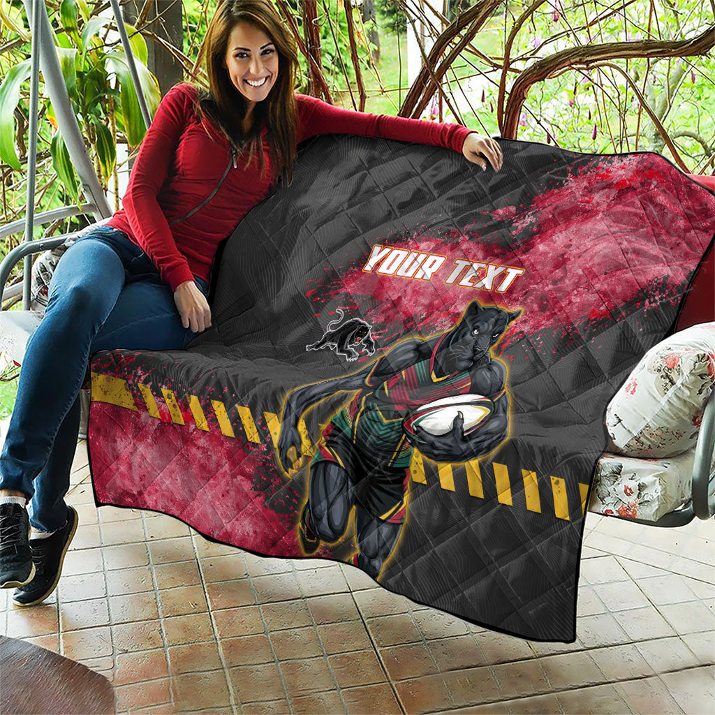 Personalised Penrith Panthers Rugby Quilt Black Panther Mascot - Sporty Splash Art Style