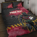 Personalised Penrith Panthers Rugby Quilt Bed Set Black Panther Mascot - Sporty Splash Art Style