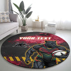 Personalised Penrith Panthers Rugby Round Carpet Black Panther Mascot - Sporty Splash Art Style