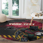 Personalised Penrith Panthers Rugby Round Carpet Black Panther Mascot - Sporty Splash Art Style