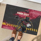 Personalised Penrith Panthers Rugby Rubber Doormat Black Panther Mascot - Sporty Splash Art Style