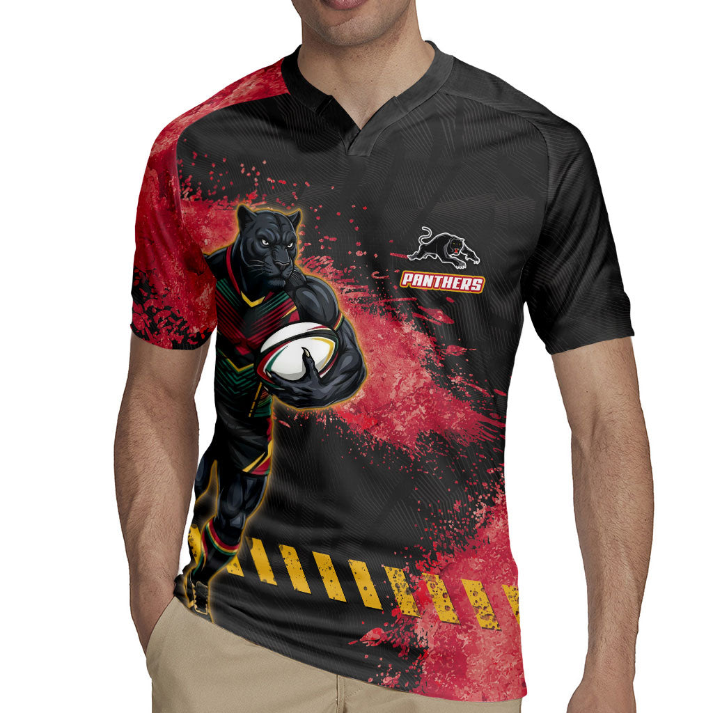 Personalised Penrith Panthers Rugby Rugby Jersey Black Panther Mascot - Sporty Splash Art Style