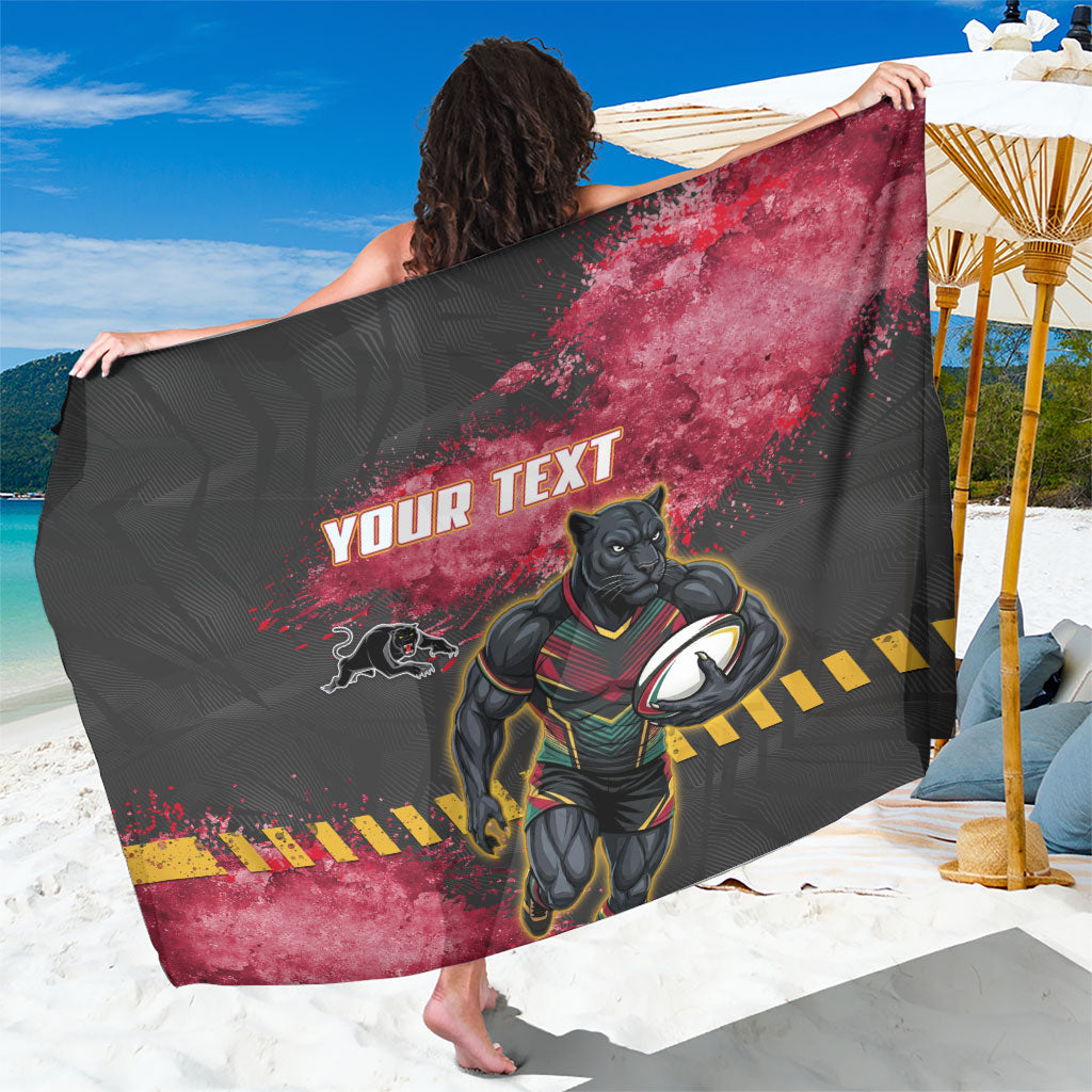 Personalised Penrith Panthers Rugby Sarong Black Panther Mascot - Sporty Splash Art Style